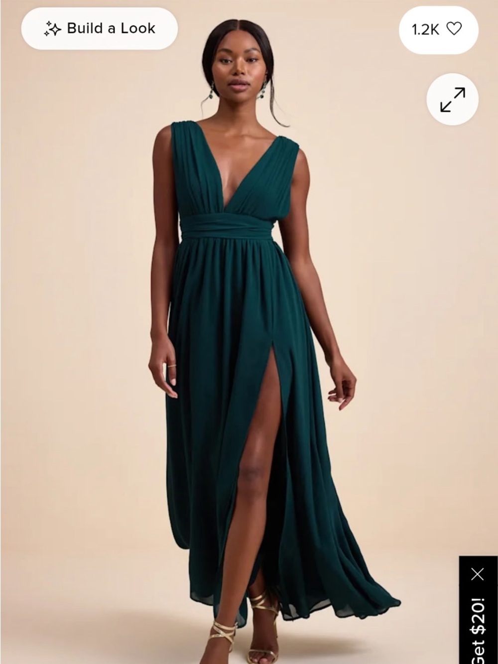 Lulu's Deep Teal Plunging V-Neck Maxi Dress with High Slit